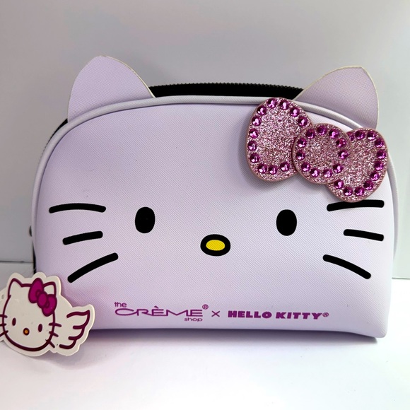 Hello Kitty Handbags - Hello Kitty White and Pink Bling Bow Cosmetic Bag